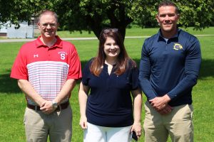 Pictured from left: SMS Activities Coordinator Jeff Stephens, Truist Regional Mortgage Manager Leigh Ann Scherich and CHS Principal Wyatt O’Neil.